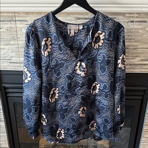 Ted Baker Navy and Pink Floral Blouse